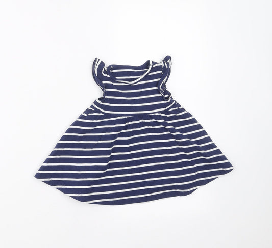 Marks and Spencer Girls Blue Striped Fit & Flare Size 0-3 Months