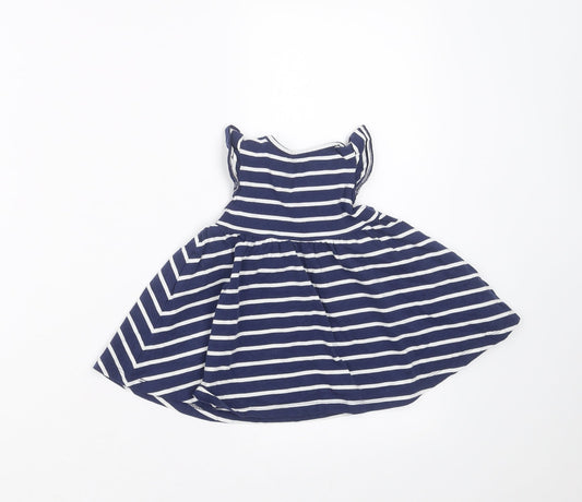 Marks and Spencer Girls Blue Striped Fit & Flare Size 0-3 Months