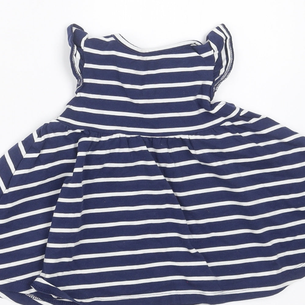 Marks and Spencer Girls Blue Striped Fit & Flare Size 0-3 Months