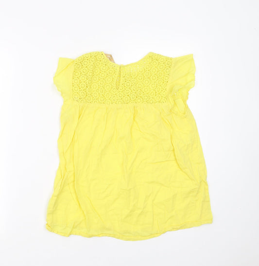 Zara Womens Yellow Basic Blouse Size S - crochet detail