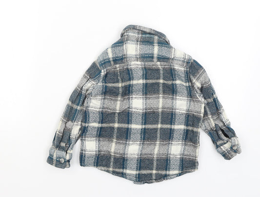 TU Boys Blue Plaid Basic Button-Up Size 3 Years