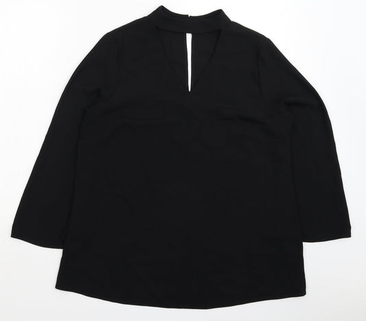 Papaya Womens Black Basic Blouse Size 14