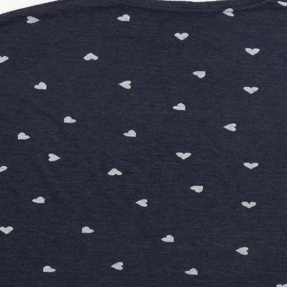 TU Womens Blue Pullover Jumper Size 10 - heart pattern