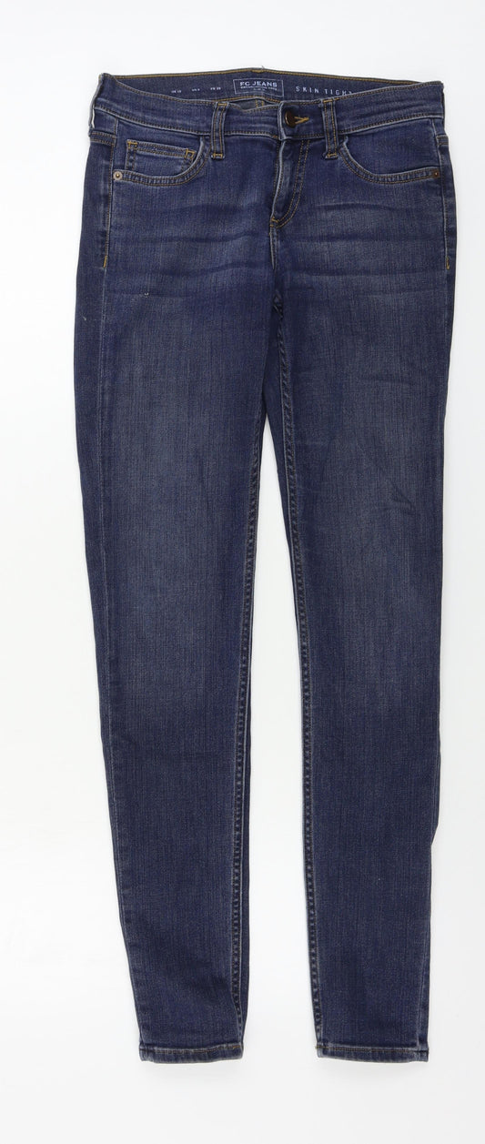 Additional front view of FC Jeans women’s blue skinny jeans, size UK 28, in, 29-inch leg