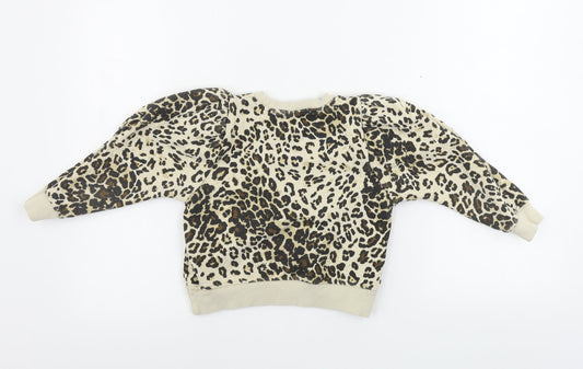 Zara Girls Beige Animal Print Pullover Jumper Size 7 Years