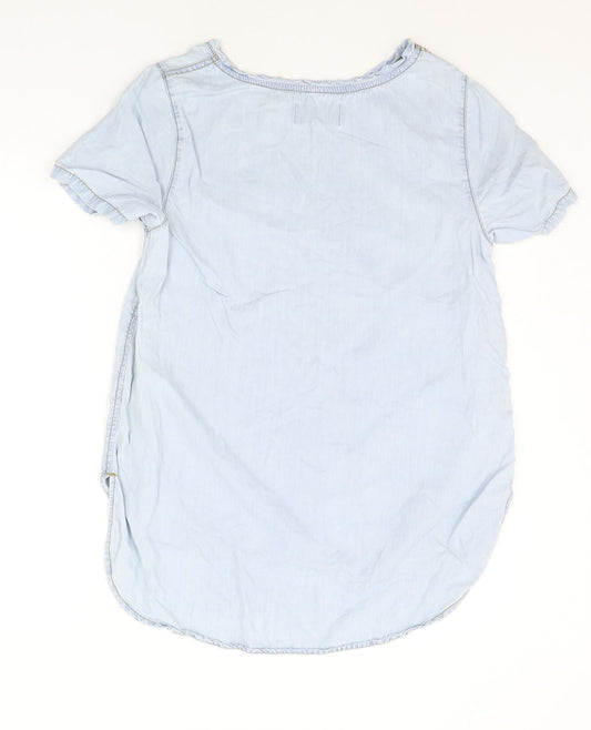 Womens UK Size 10 New Look Blue Basic Blouse