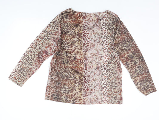 Punt Roma Womens Beige Animal Print Pullover Jumper Size M