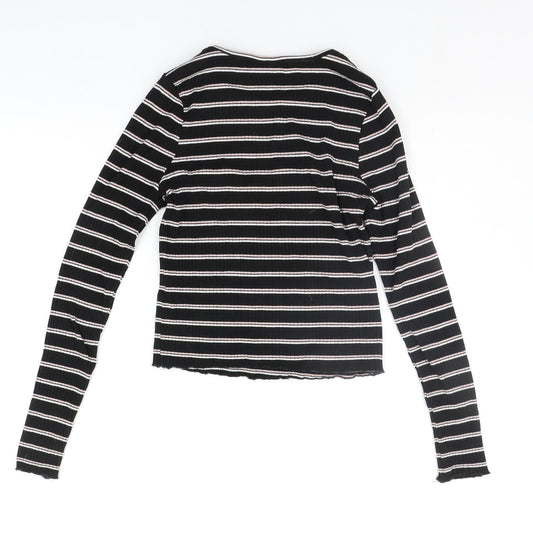 ASOS Womens Black Striped Pullover Jumper Size 12