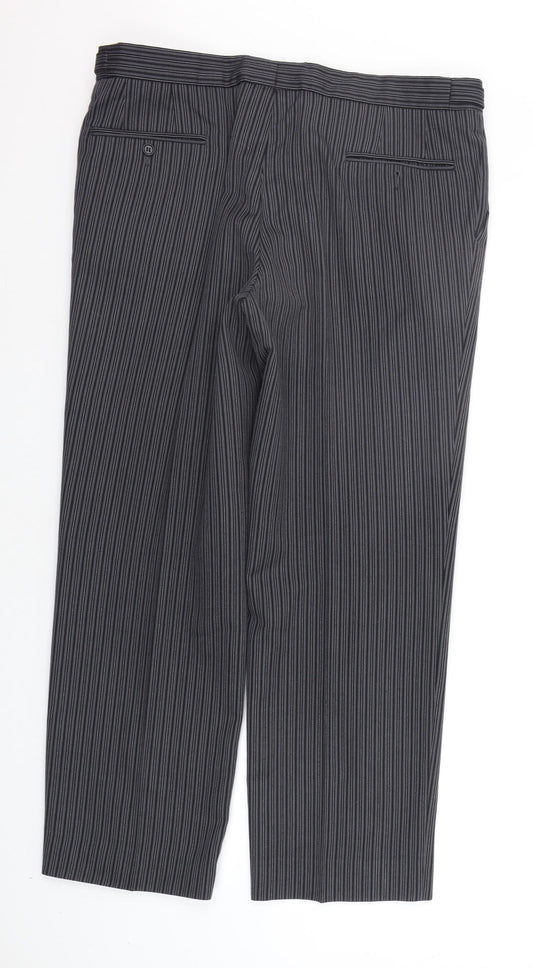 Maggee Womens Grey Striped Trousers Size 38 in L29 in