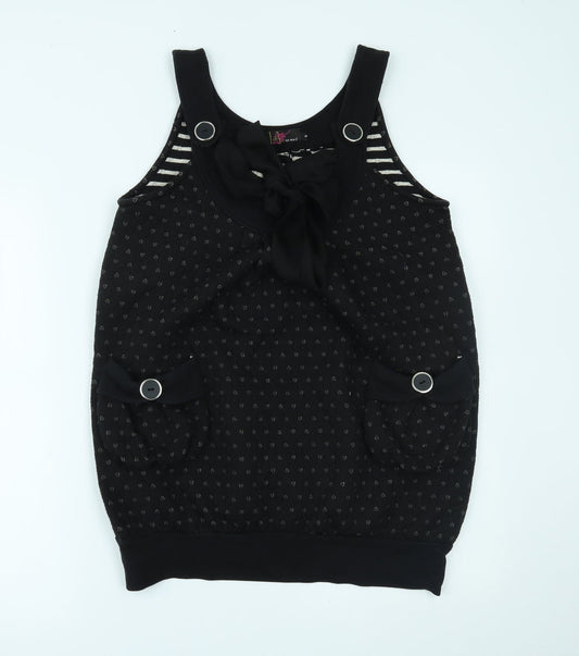 Yumi Womens Black Polka Dot Shift Size S