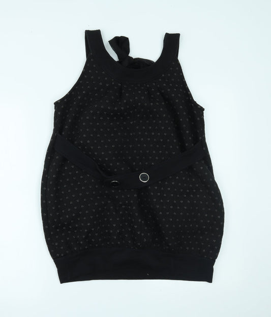 Yumi Womens Black Polka Dot Shift Size S