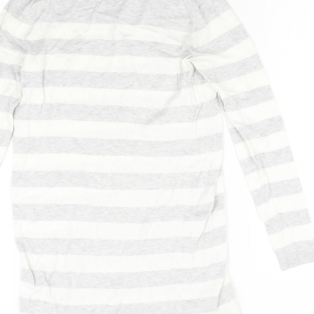 Primark Womens Grey Striped Knit Pullover Jumper Size S