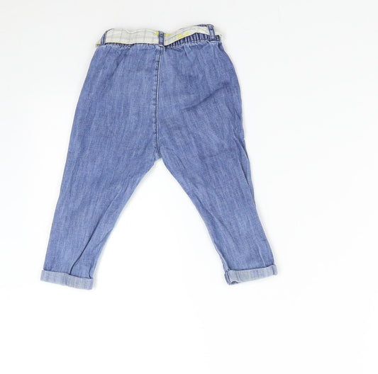 M&S Baby Blue Denim Sweatpants Jeans Size 9-12 Months