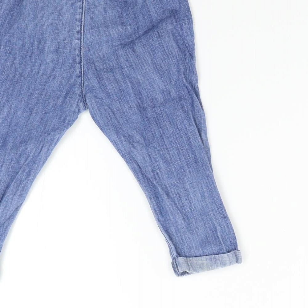 Brand and care label for Marks & Spencer Baby Blue Denim Sweatpants Jeans, size 9-12, Months
