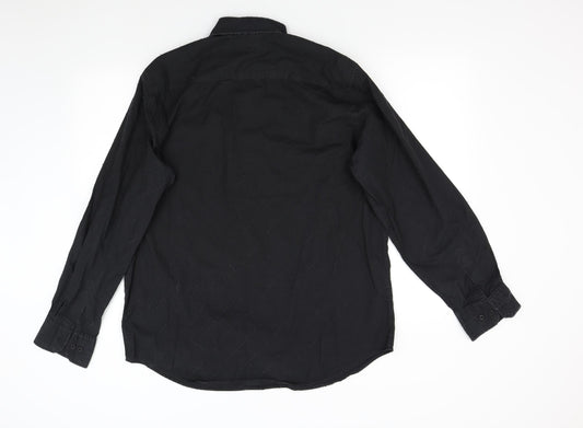 Woolworths Mens Black Button-Up Size L