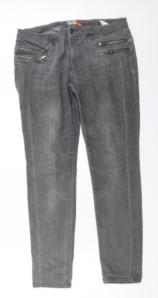 Additional front view of Only women’s grey skinny jeans, size L, 29-inch leg