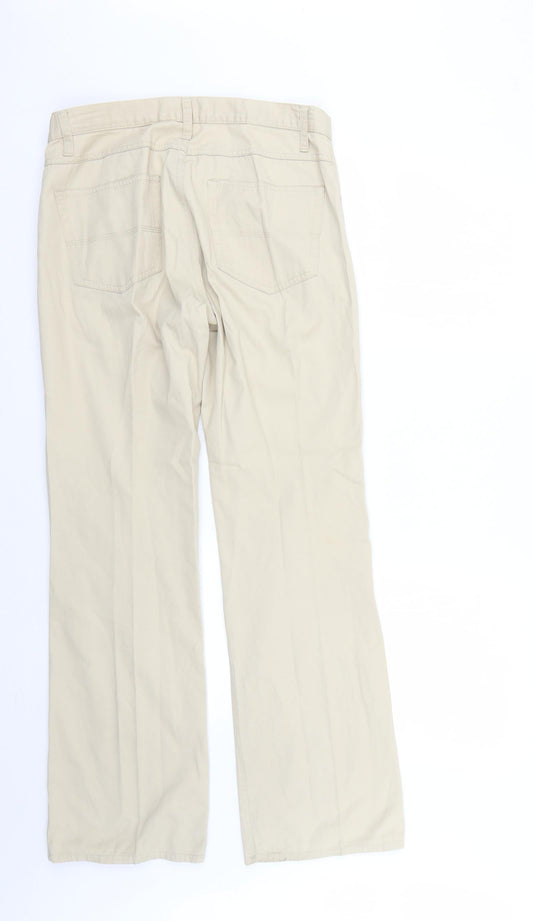 Mens UK Size Preworn Regular Fit Straight Beige Jeans