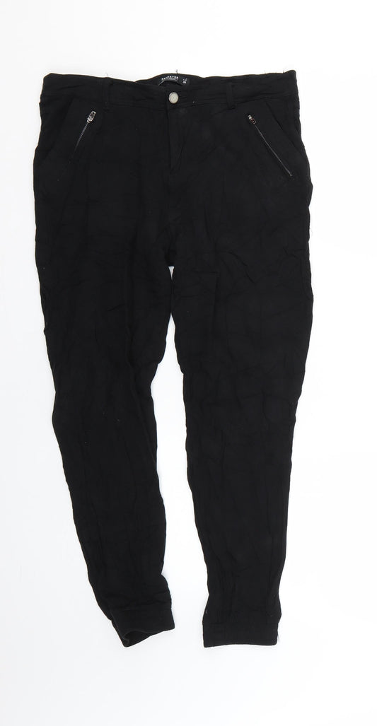 Womens UK Size 10 RESERVED Regular Fit Black Trousers