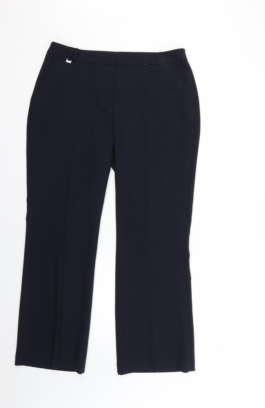 Womens UK Size 12 M&Co Regular Fit Blue Trousers