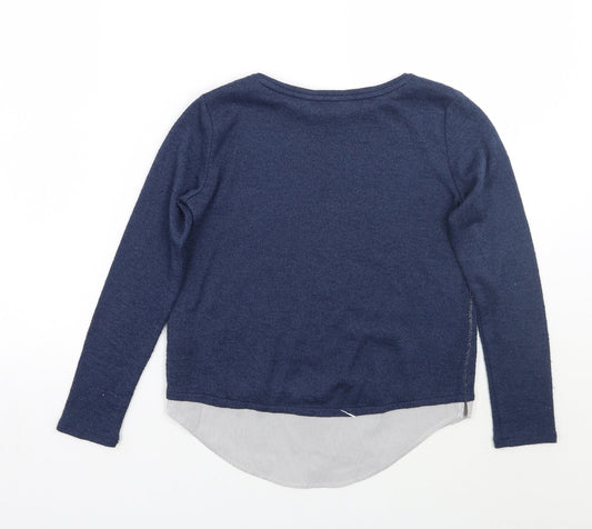 H&M Girls Blue Striped Pullover Jumper Size 9 Years