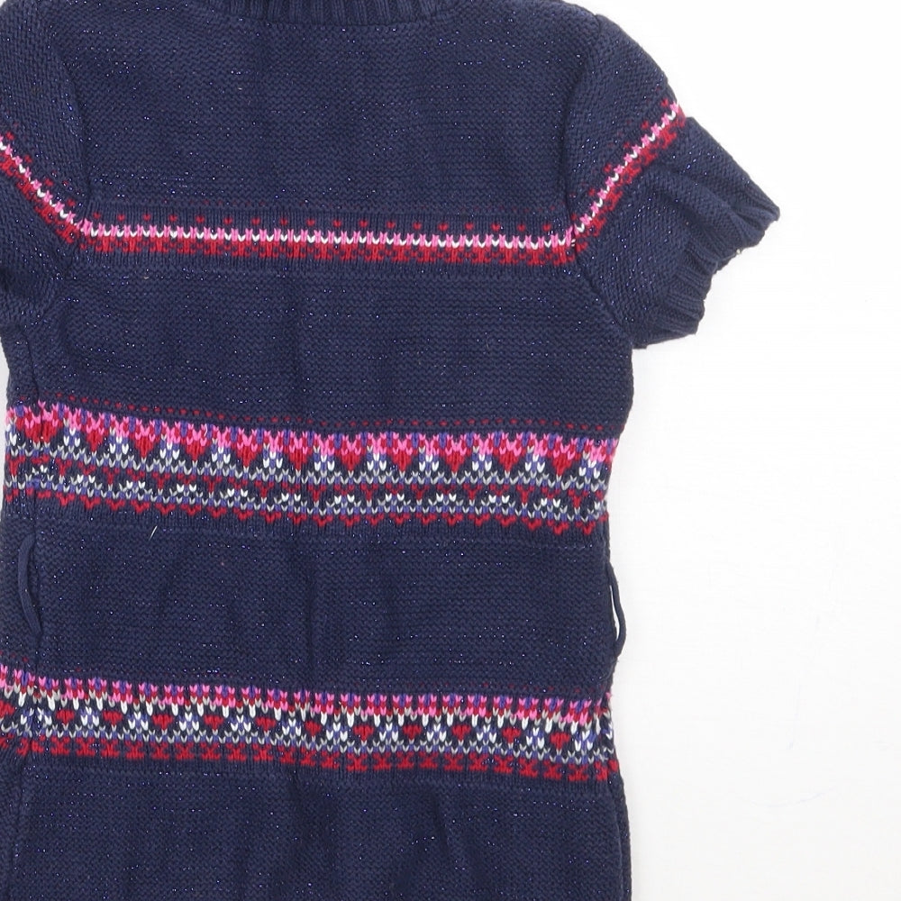 Brand and care label for Matalan girls’ purple fair isle cardigan jumper, size 18-24, months