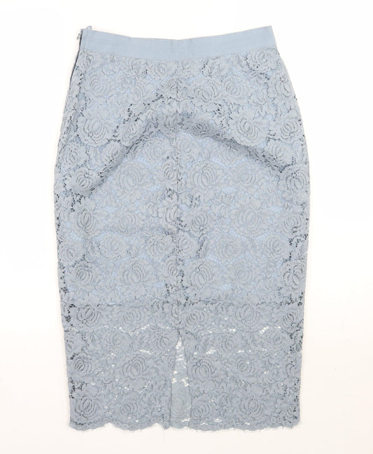 H&M Womens Blue Floral Straight & Pencil Skirt Size 8