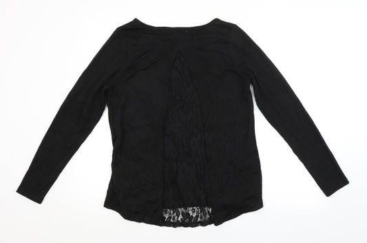 INSIDE Womens Black Floral Pullover Jumper Size S