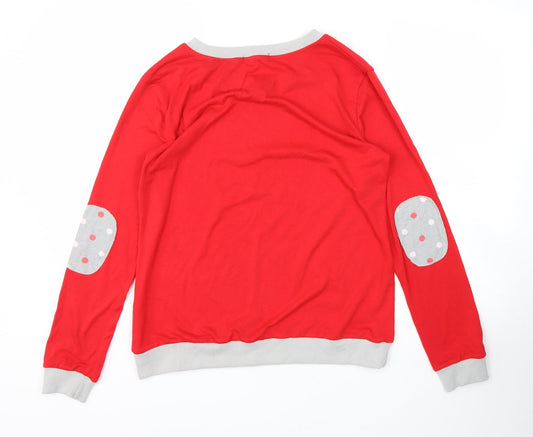 Fashion Womens Red Pullover Jumper Size M