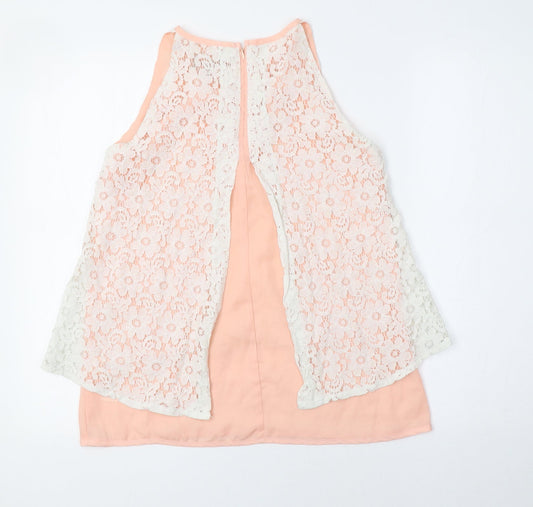 Womens UK Size 8 Apricot Pink Basic Blouse