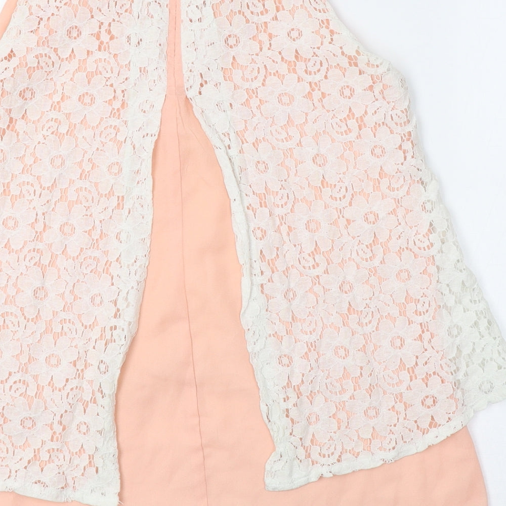 Womens UK Size 8 Apricot Pink Basic Blouse