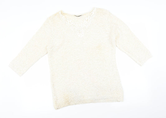 Bonmarché s Womens White Pullover Jumper Size M