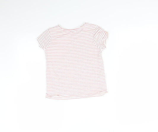NEXT Girls Red Striped Basic T-Shirt Size 8 Years