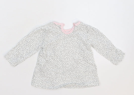 George Girls White Spotted Basic T-Shirt Size 3-6 Months