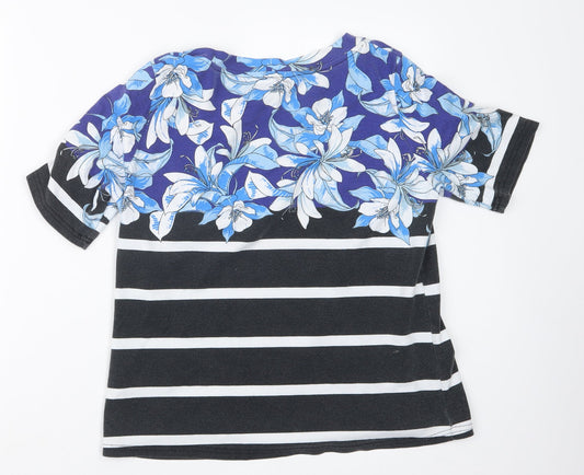 Julipa Womens Black Geometric Basic T-Shirt Size 14