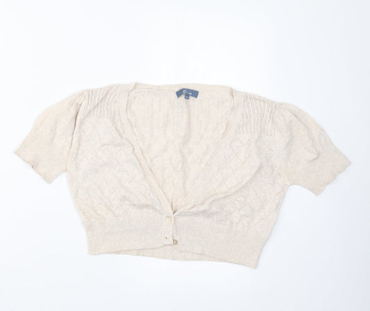 Womens UK Size 14 E-vie Beige Cardigan Jumper