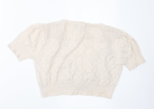 Womens UK Size 14 E-vie Beige Cardigan Jumper