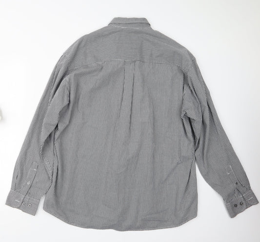 George Mens Black Check Button-Up Size L