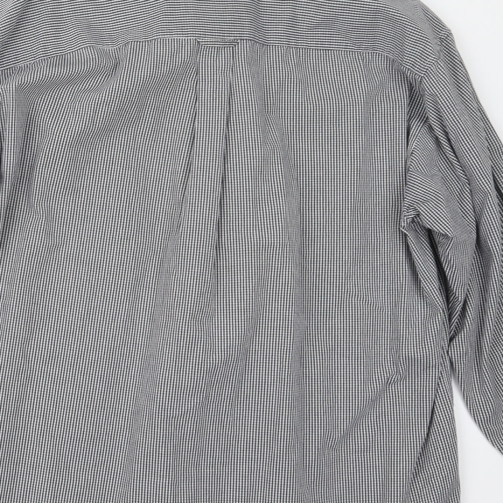 George Mens Black Check Button-Up Size L