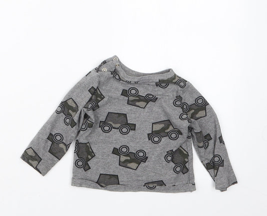 F&F Boys Grey Geometric Basic T-Shirt Size 6-9 Months