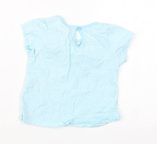 Matalan Girls Blue Striped Basic T-Shirt Size 3-6 Months