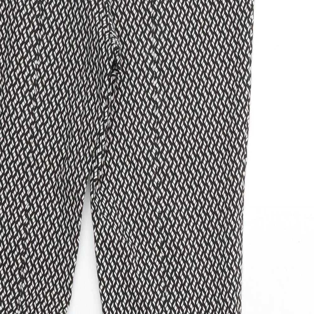 New Look Womens Black Geometric Trousers Size 8 L26 in