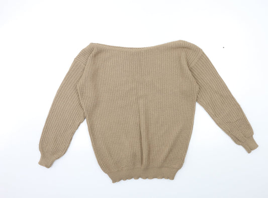 Boohoo Womens Brown Knit Pullover Jumper Size L