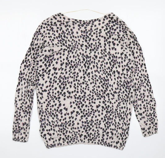 Saint Tropez Womens Brown Animal Print Knit Pullover Jumper Size XS