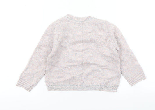 M&S Girls Pink Knit Pullover Jumper Size 18-24 Months