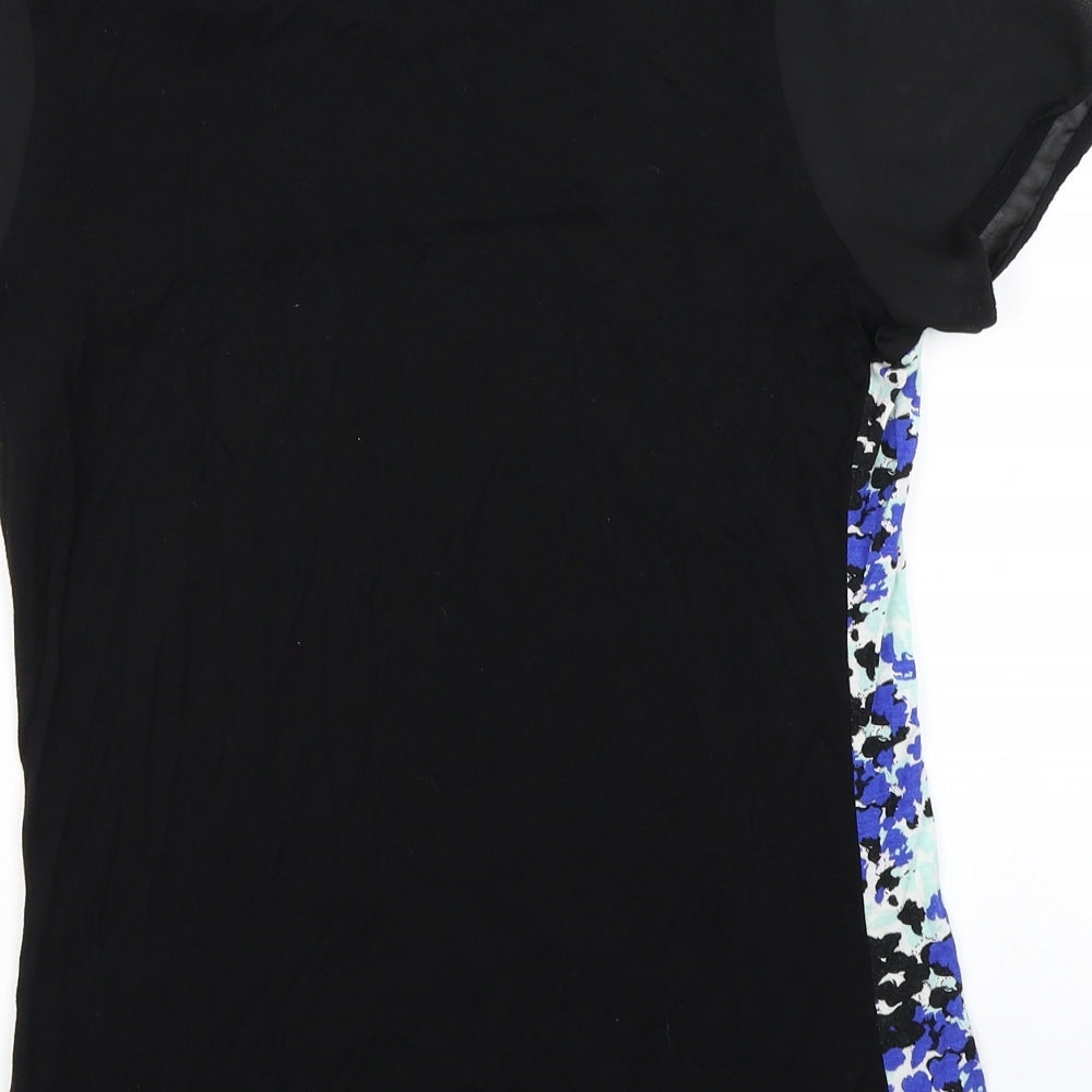 Brand and care label for Originals women’s blue floral basic t-shirt, size UK 10