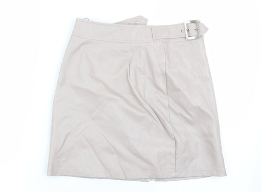 Boohoo Womens Beige Flare Skirt Size 8