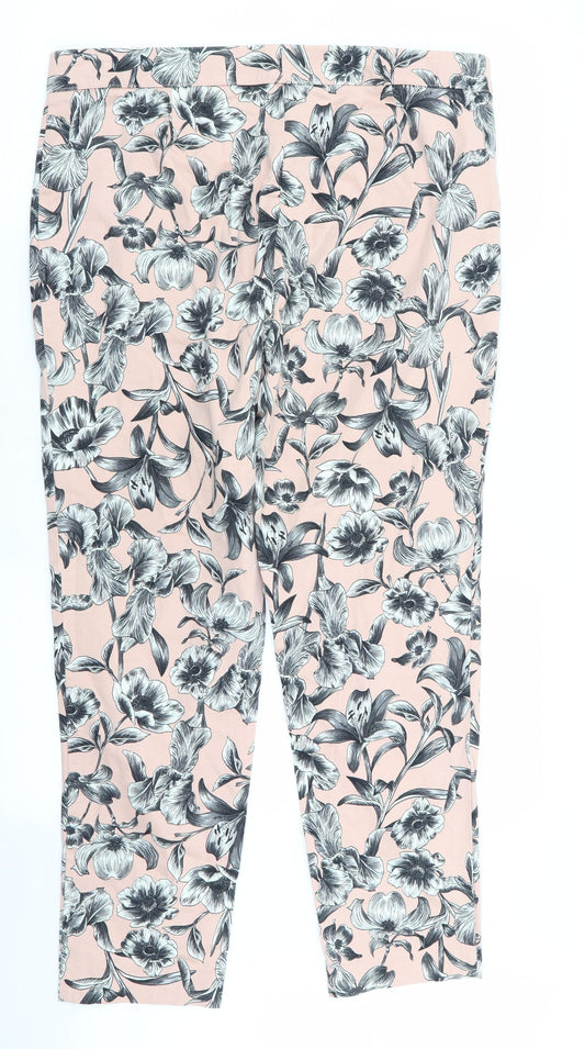 F&F Womens Multicoloured Floral Trousers Size 34 in L28 in