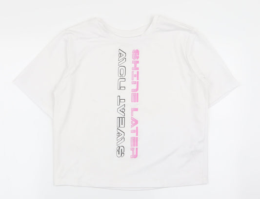 workout Womens White Basic T-Shirt Size 6