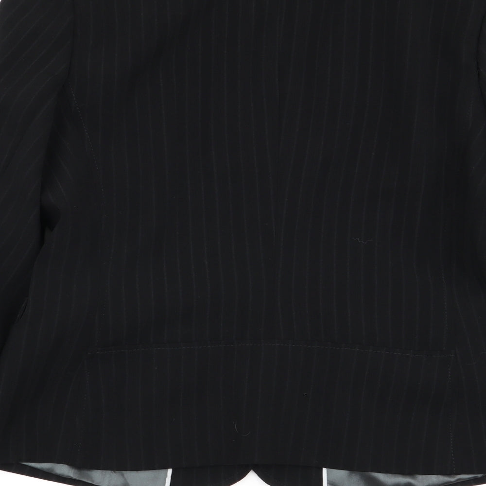 Brand and care label for Papaya women’s black striped jacket blazer, size UK 10