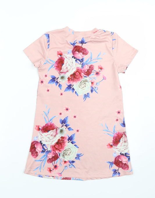 Shien Womens Pink Floral Basic T-Shirt Size 6